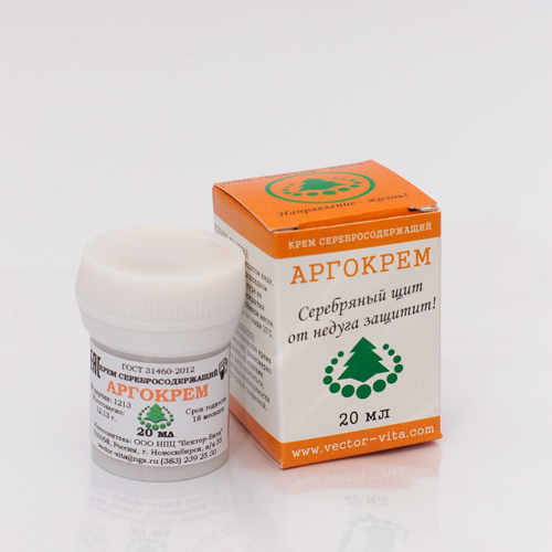 Аргокрем с серебром для профилактики и лечения кожных заболеваний, 20 мл