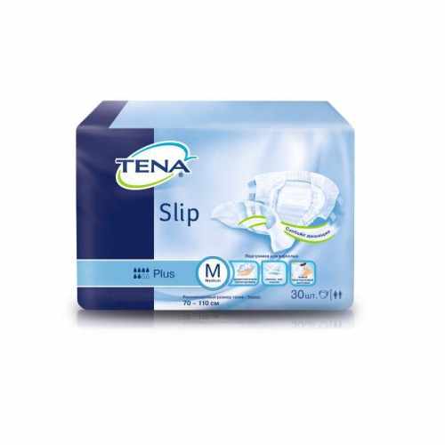 Тена Слип Плюс / Tena Slip Plus - дышащие подгузники для взрослых, размер M, 30 шт.