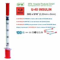 Шприц 1мл инсулиновый U-40 трехкомп. с интегрир. иглой 30G (0,30 х 8,0 мм), SFM, 10 шт