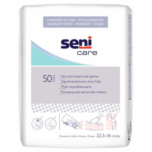 Seni - рукавички для мытья (без водонепроницаемой плёнки), 50 шт.