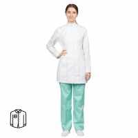 Блуза медицинская женская удлиненная м13-БЛ длинный рукав белая (размер 56-58, рост 158-164)