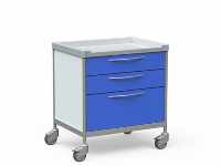 Столик медицинский процедурный с полкой и 3 выдвижными ящиками на колесах бт-стн3-375-мини голубой