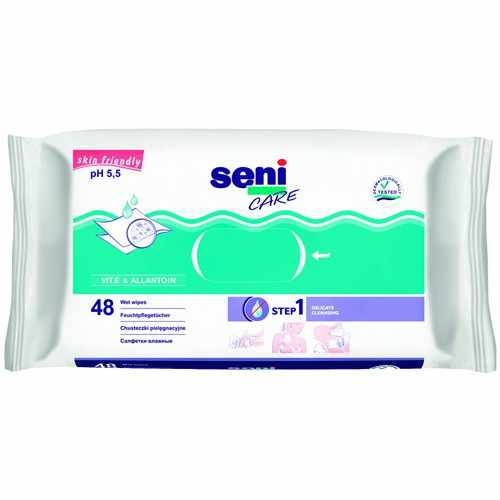 Seni Care - влажные салфетки с витамином Е и аллантоином, 48 шт.
