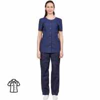 Блуза медицинская женская м16-БЛ короткий рукав синяя (размер 56-58, рост 170-176)