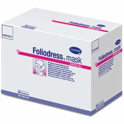 Foliodress mask comfort special / Фолиодрес мэск комфорт специал - маска на лицо из нетканого материала для лиц, носящих очки и бороду, 50 шт, зеленая