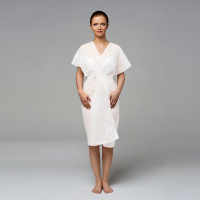 Халат кимоно одноразовый с короткими рукавами (спанлейс) цвет белый 10 шт/уп.