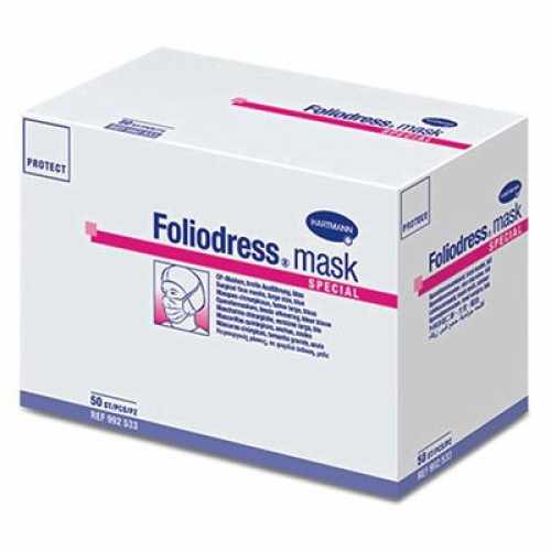 Foliodress mask protect perfect / Фолиодрес мэск протект пёрфект - маска на лицо из нетканого материала для кожи с нормальной чувствительностью, 50 шт, голубая