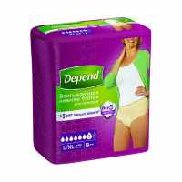 Депенд / Depend - женское впитывающее белье, размер L/XL, 9 шт.