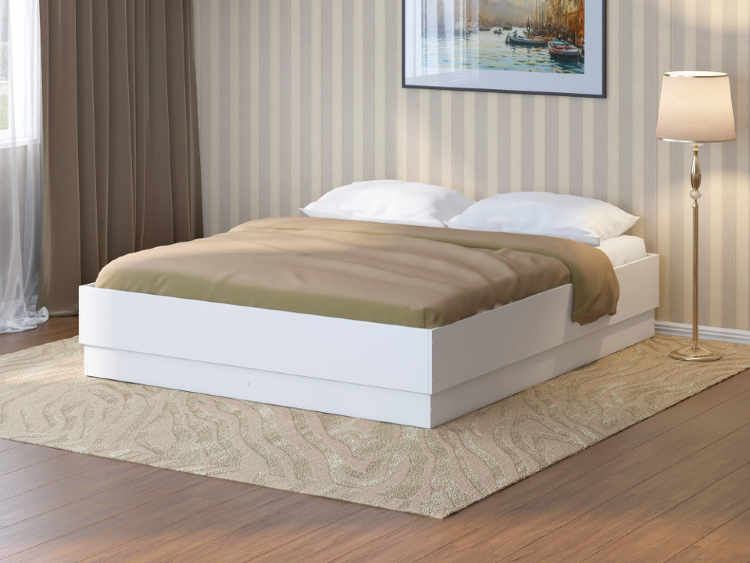 Кровать с подъёмным механизмом короб (белый)