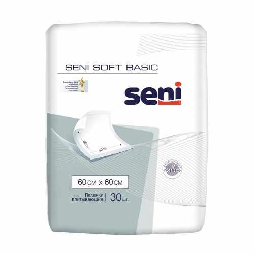 Seni Soft Basic / Сени Софт Бейсик - одноразовые впитывающие пелёнки, размер 60x60 см, 30 шт.
