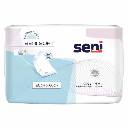 Seni Soft / Сени Софт - одноразовые впитывающие пелёнки, размер 90x60 см, 30 шт.