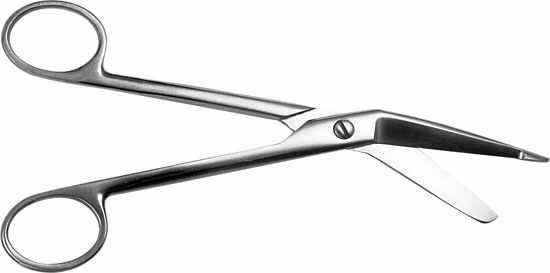 Ножницы для разрезания повязок с пуговкой горизонт. изогн., 185 мм
