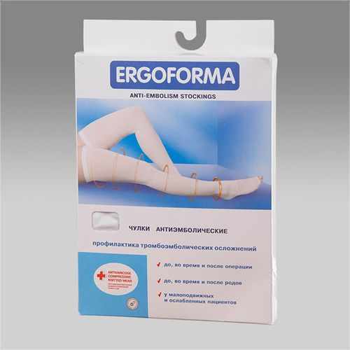 Эргоформа / Ergoforma - антиэмболические чулки (25 мм. рт. ст.), №4, белый цвет
