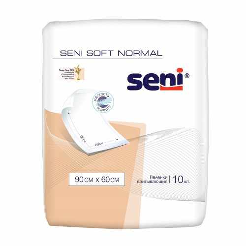 Seni Soft Normal / Сени Софт Нормал - одноразовые впитывающие пелёнки, размер 90x60 см, 10 шт.