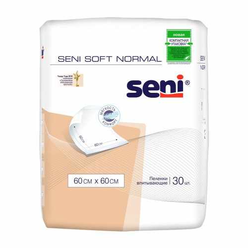 Seni Soft Normal / Сени Софт Нормал - одноразовые впитывающие пелёнки, размер 60x60 см, 30 шт.