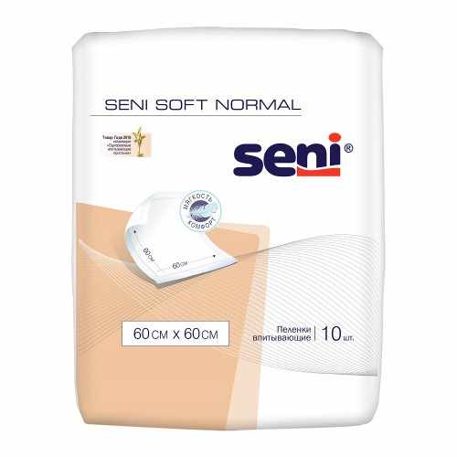Seni Soft Normal / Сени Софт Нормал - одноразовые впитывающие пелёнки, размер 60x60 см, 10 шт.