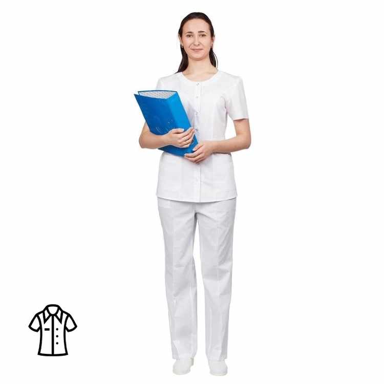 Блуза медицинская женская м16-БЛ короткий рукав белая (размер 52-54, рост 158-164)