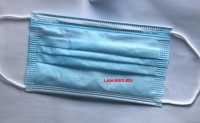 Маска медицинская одноразоровая трехслойная на резинках с носовым фиксатором , размер: 175 х 95 мм голубая