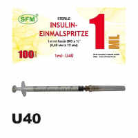 Шприц 1мл инсулиновый 1сс / U-40 трехкомп. со съемной иглой 26G (0,45 х 12 мм),  SFM, 100 шт