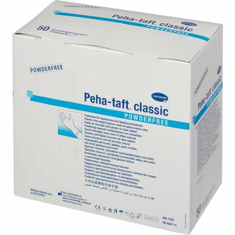 Перчатки медицинские хирургические латексные стерильные  PEHA-TAFT Classic неопудренные ПАФ, размер 8,0 (50 пар в упаковке)