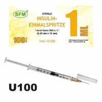 Шприц 1мл инсулиновый 1сс / U-100 трехкомп. со съемной иглой 26G (0,45 х 12 мм), SFM 100 шт